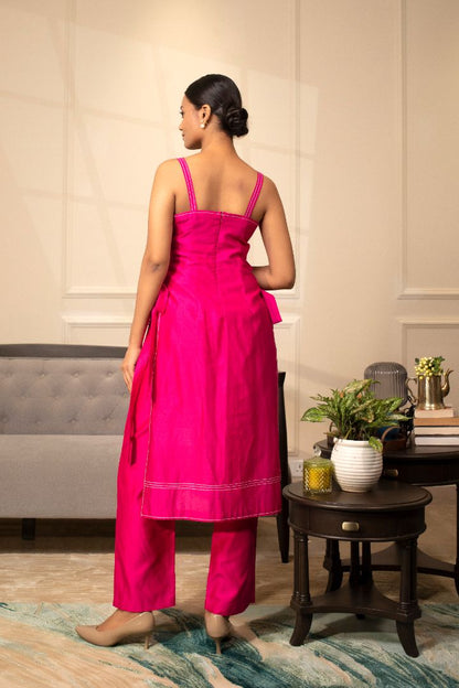 Grace Strappy Kurta Set Pink