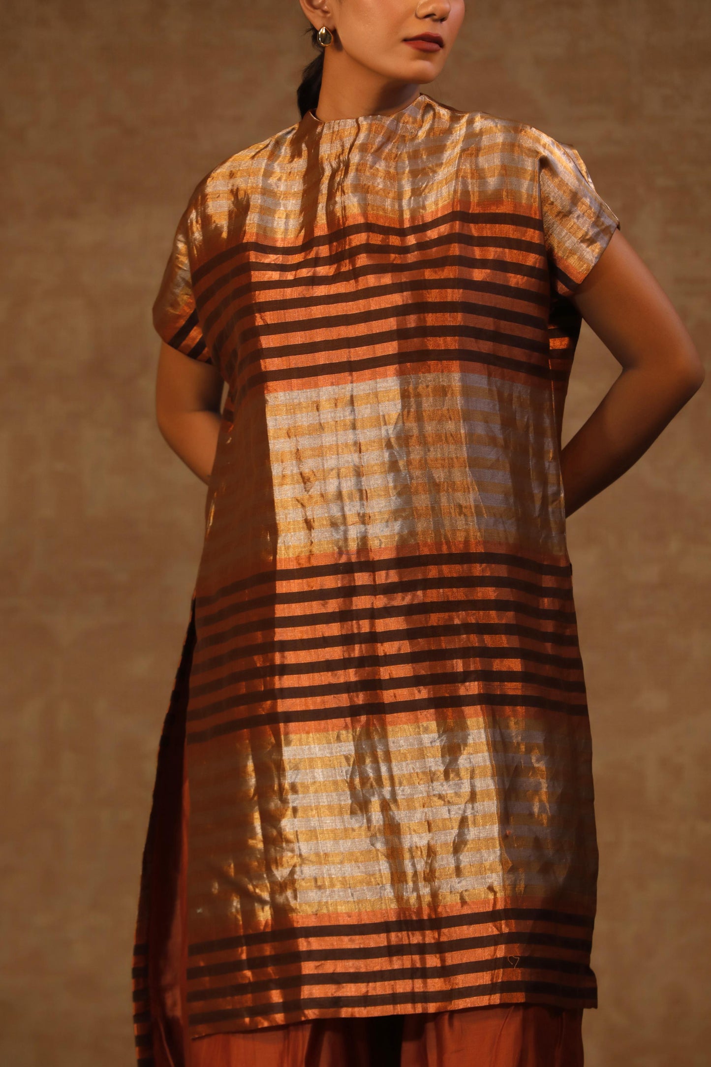 Dhun Zari Stripe Drop Shoulder Kurta Set