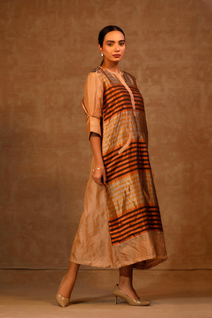 Dhun A Line Zari Stripe Dress