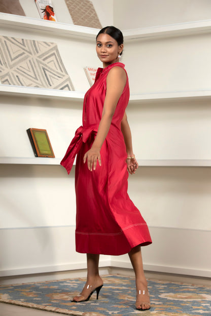 Grace Front Tie Dress Red
