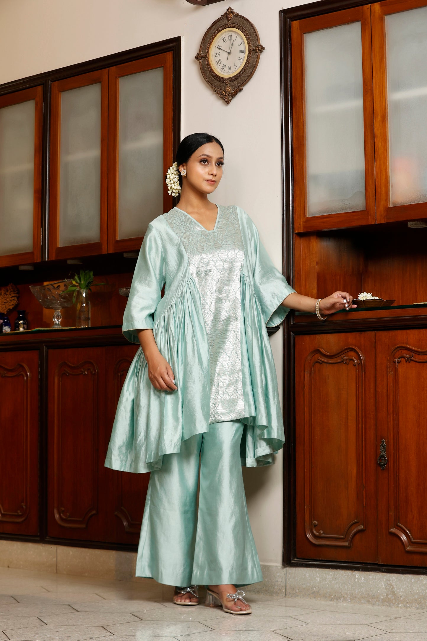 Sehej Blue Gather Kurta Set