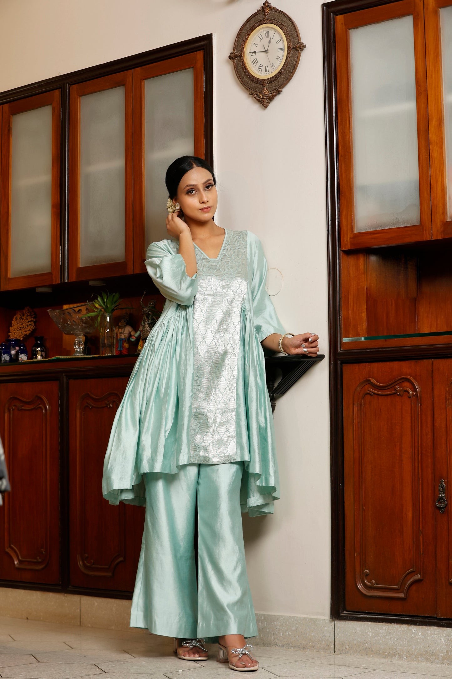 Sehej Blue Gather Kurta Set