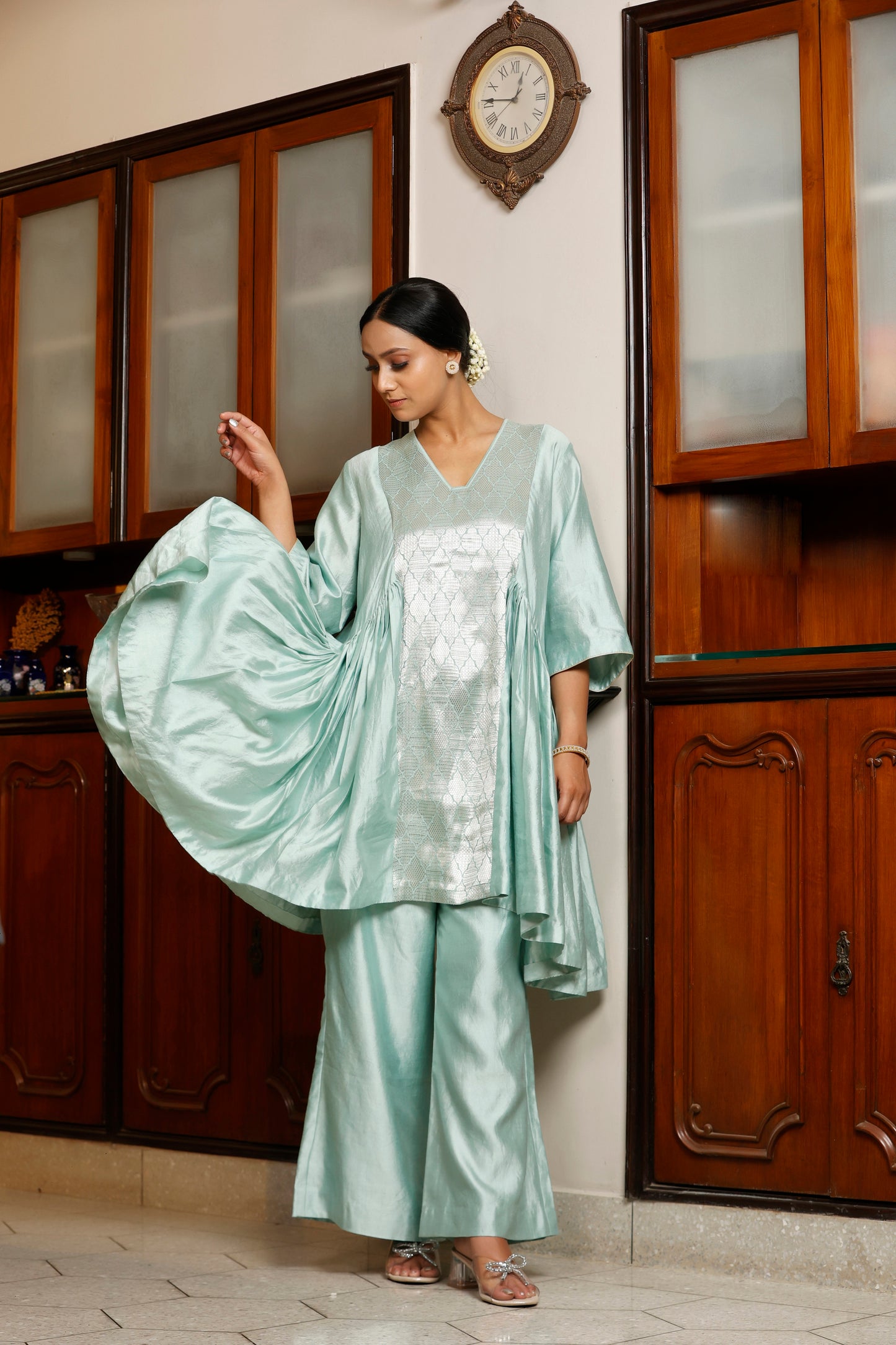 Sehej Blue Gather Kurta Set