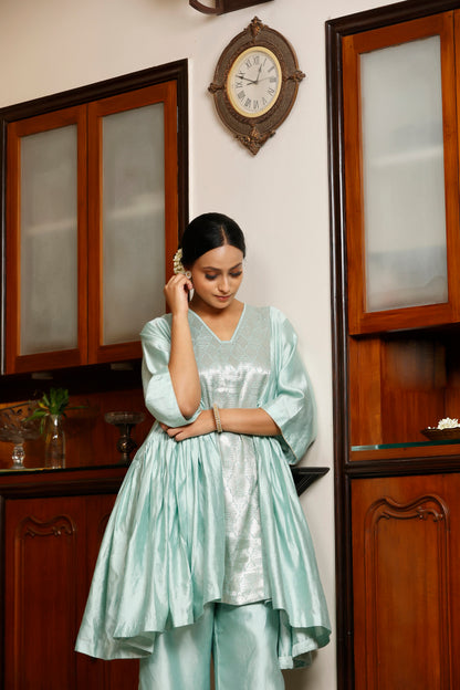 Sehej Blue Gather Kurta Set