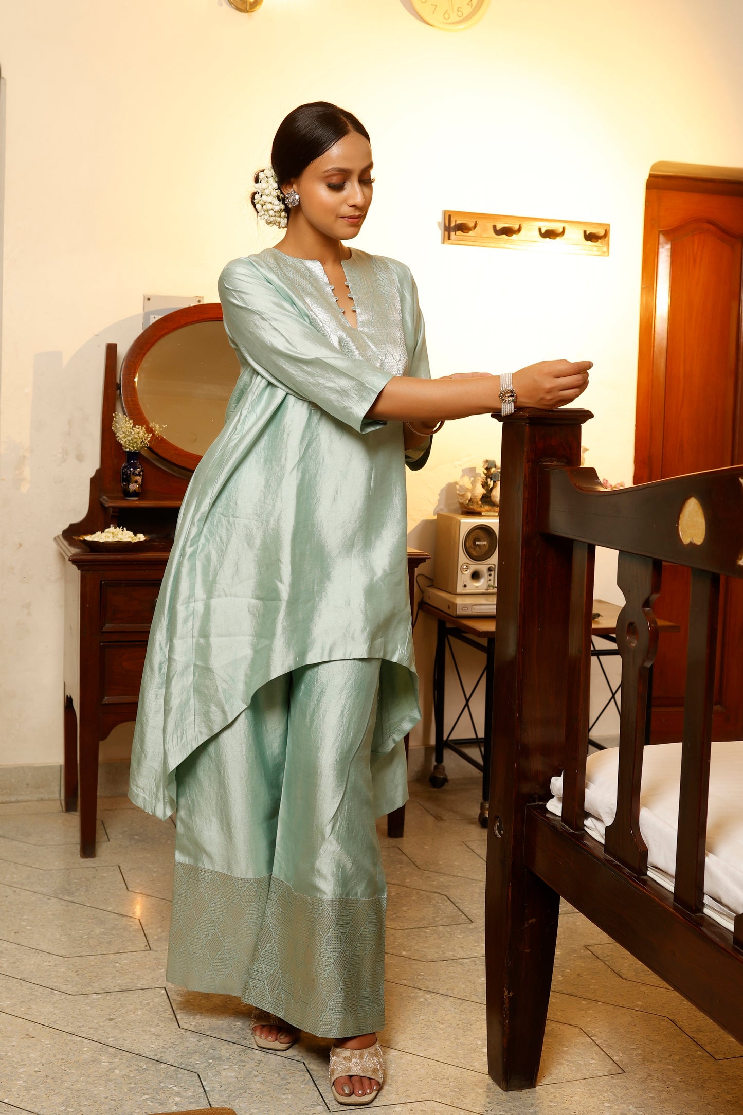 Sehej Blue High Low Kurta Set