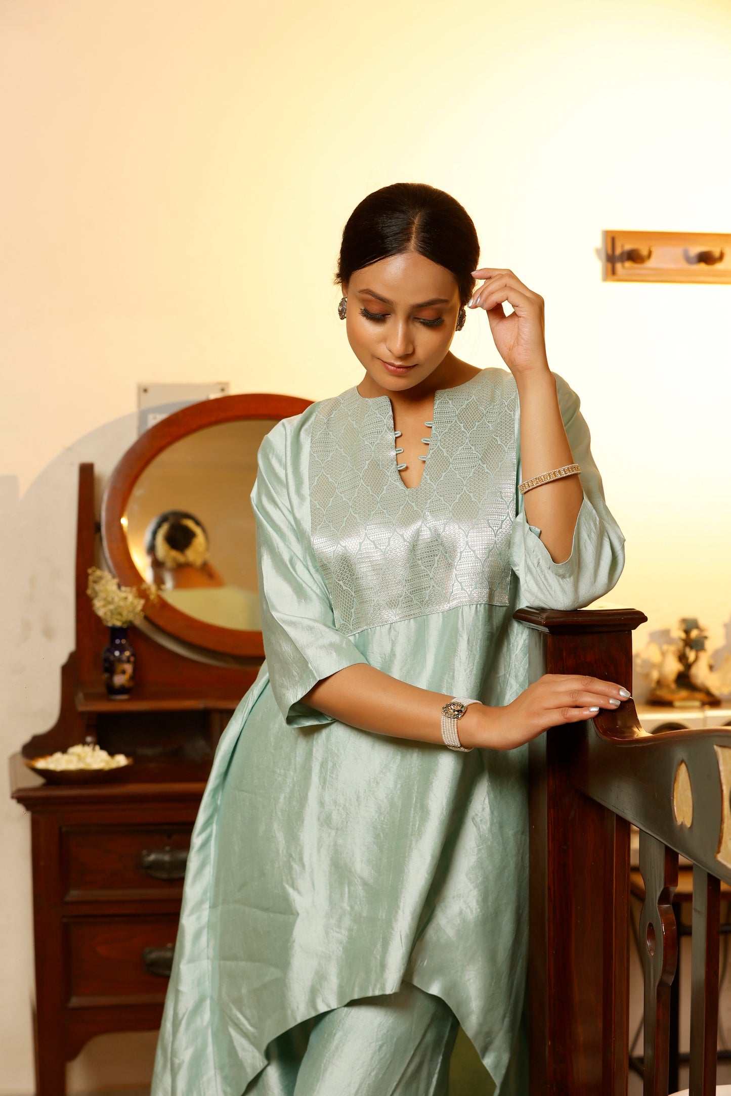 Sehej Blue High Low Kurta Set