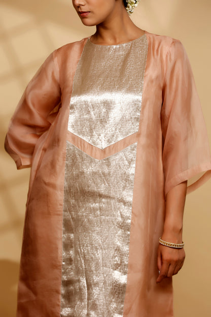 Sehej Peach Long Kurta Set