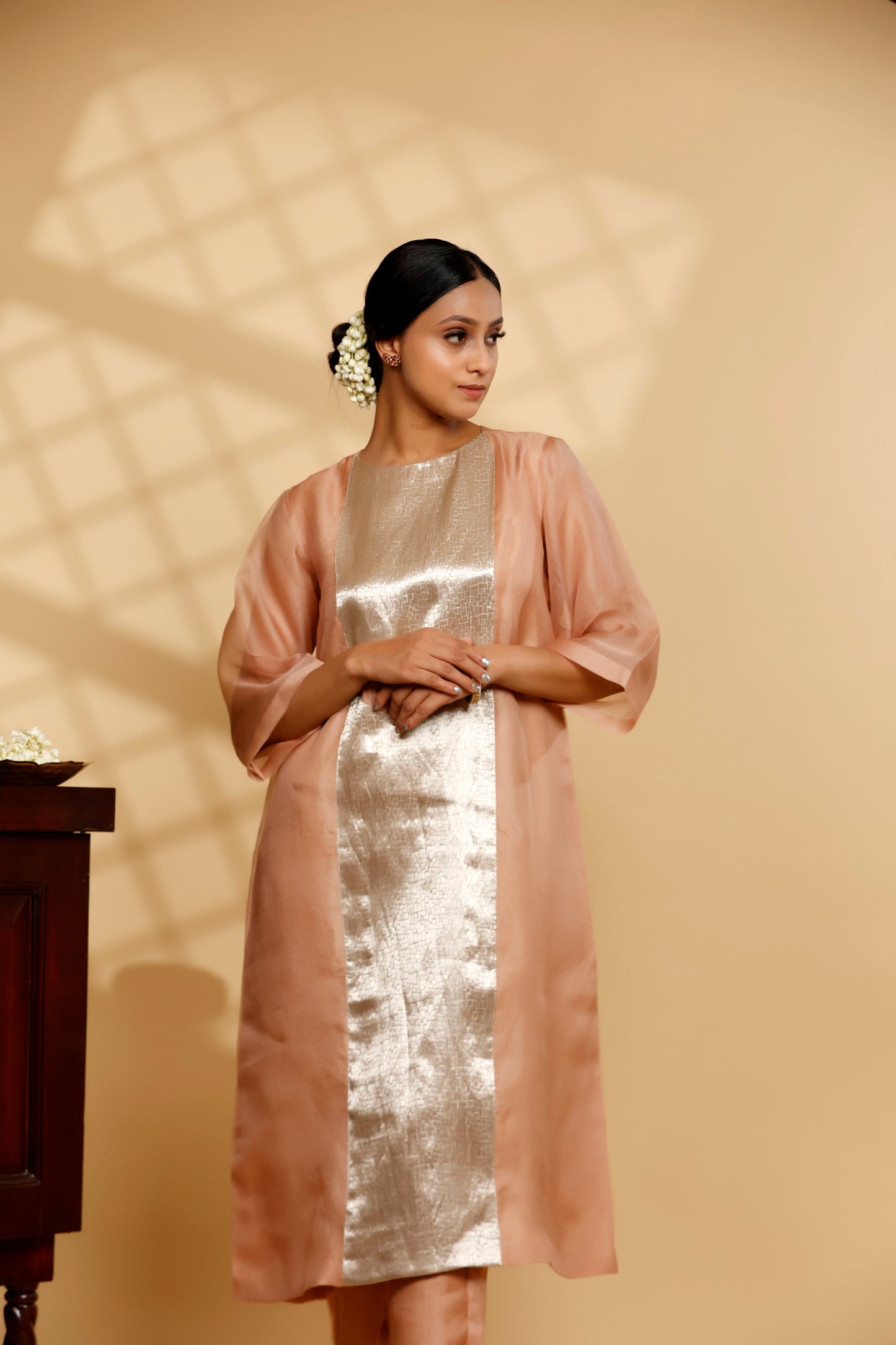 Sehej Peach Long Kurta Set