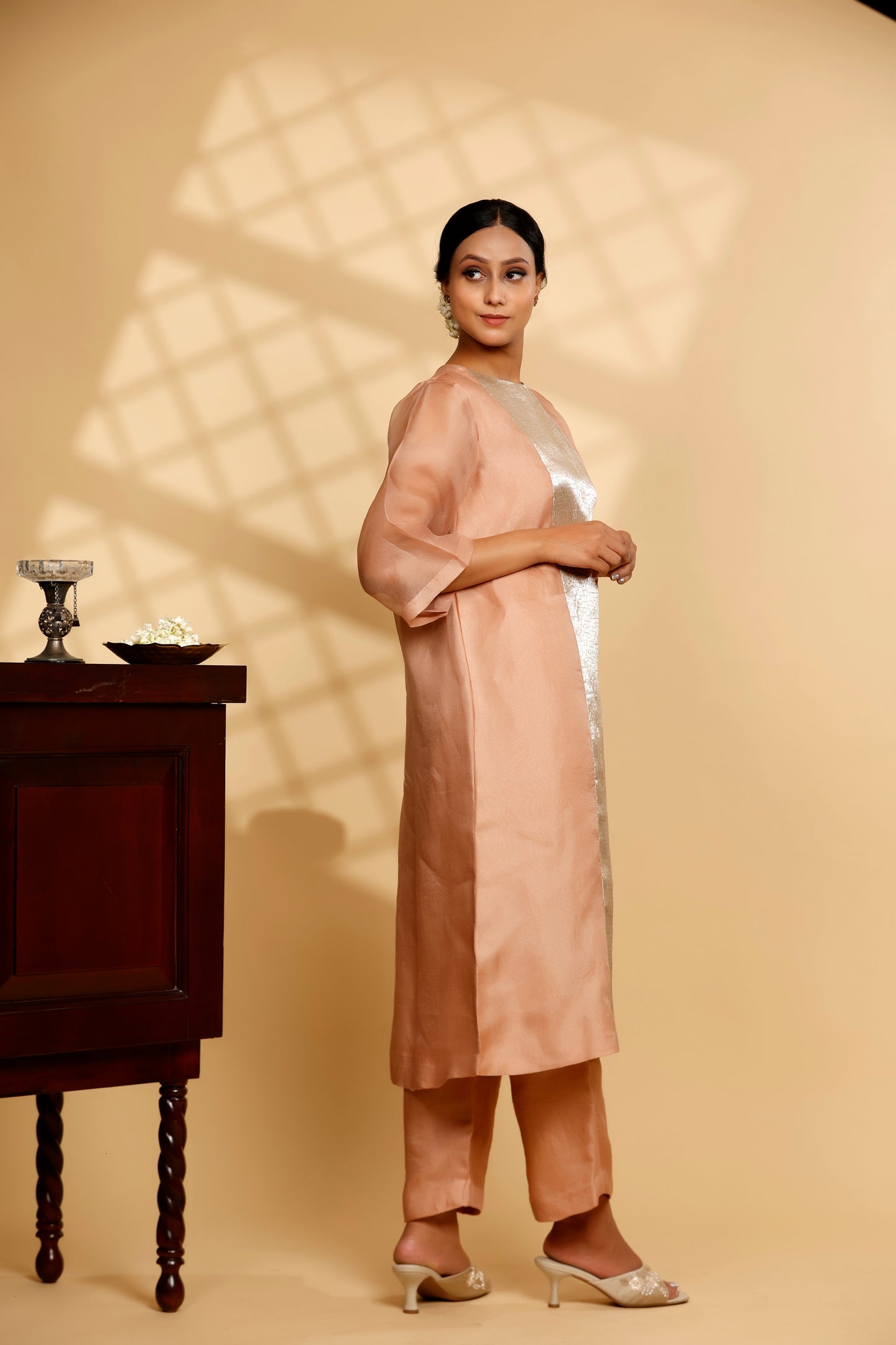 Sehej Peach Long Kurta Set
