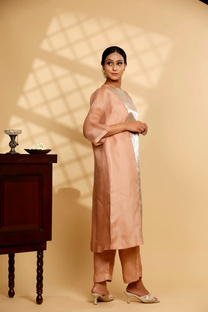 Sehej Peach Long Kurta Set