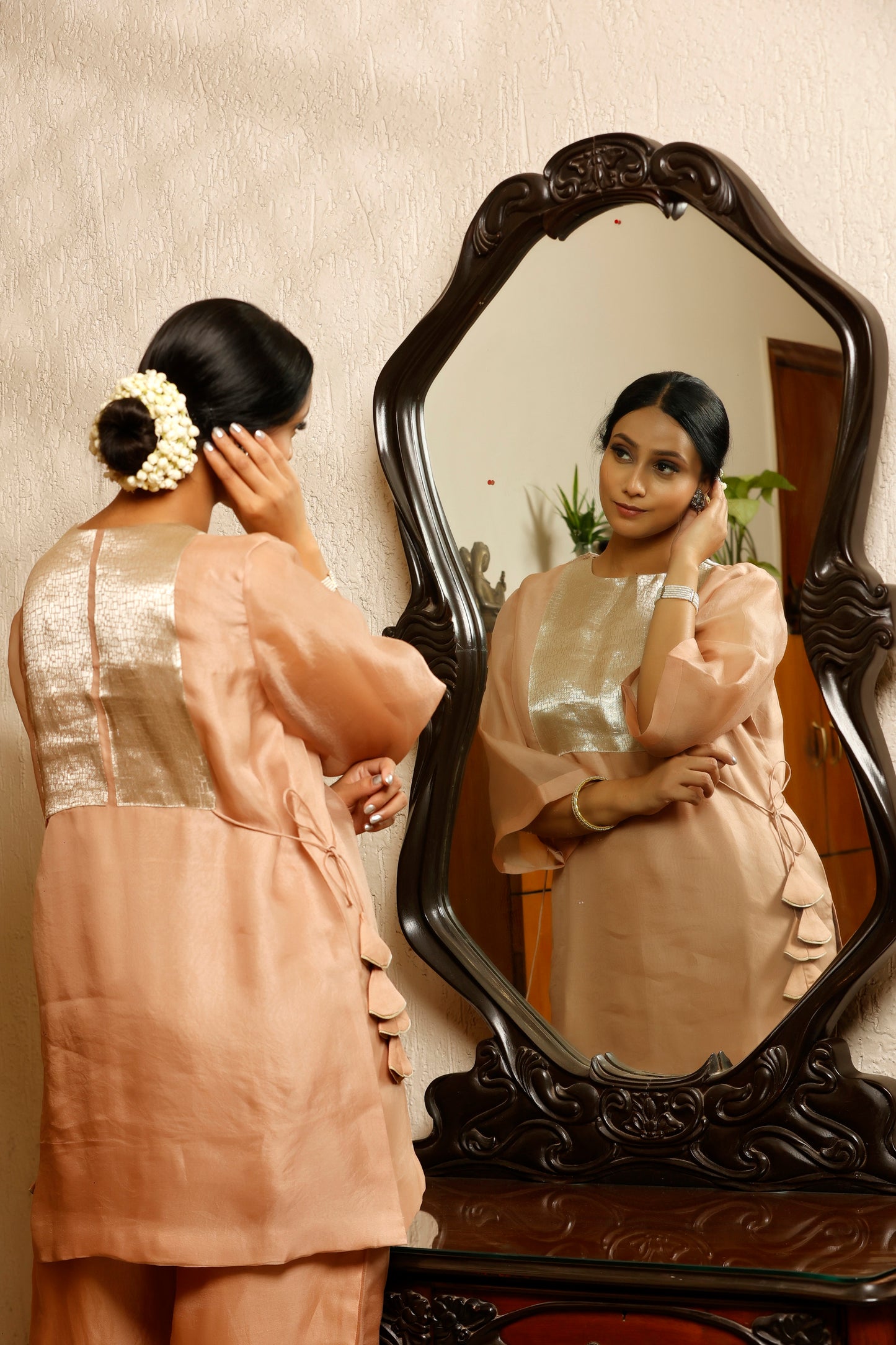 Sehej Peach Short Kurta Set