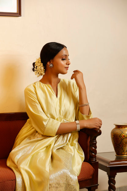 Sehej Yellow Gather Dress
