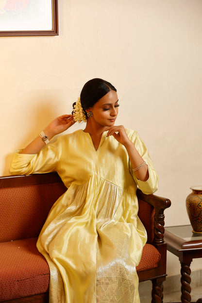Sehej Yellow Gather Dress