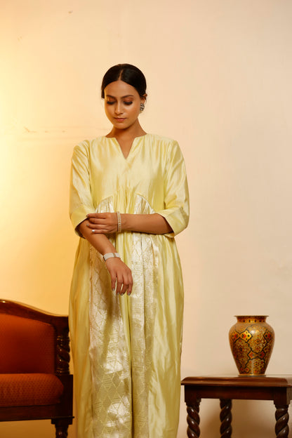 Sehej Yellow Gather Dress