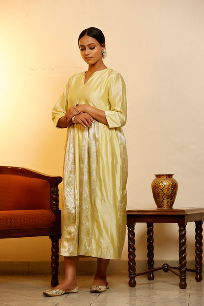 Sehej Yellow Gather Dress