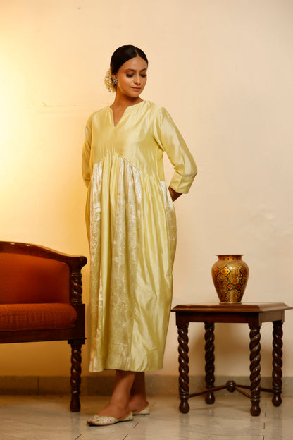 Sehej Yellow Gather Dress