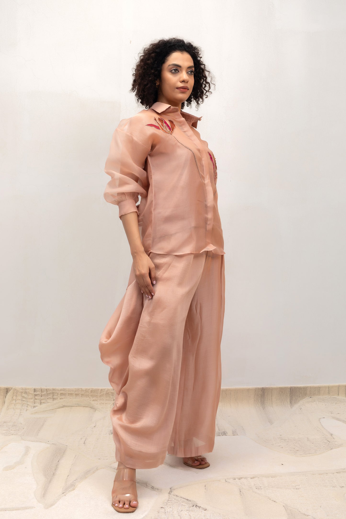 Eeda Tissue Flower Co-ord Set - Peach