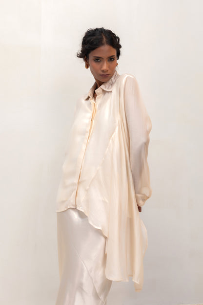 Eeda Silk HighLow Shirt - Ivory