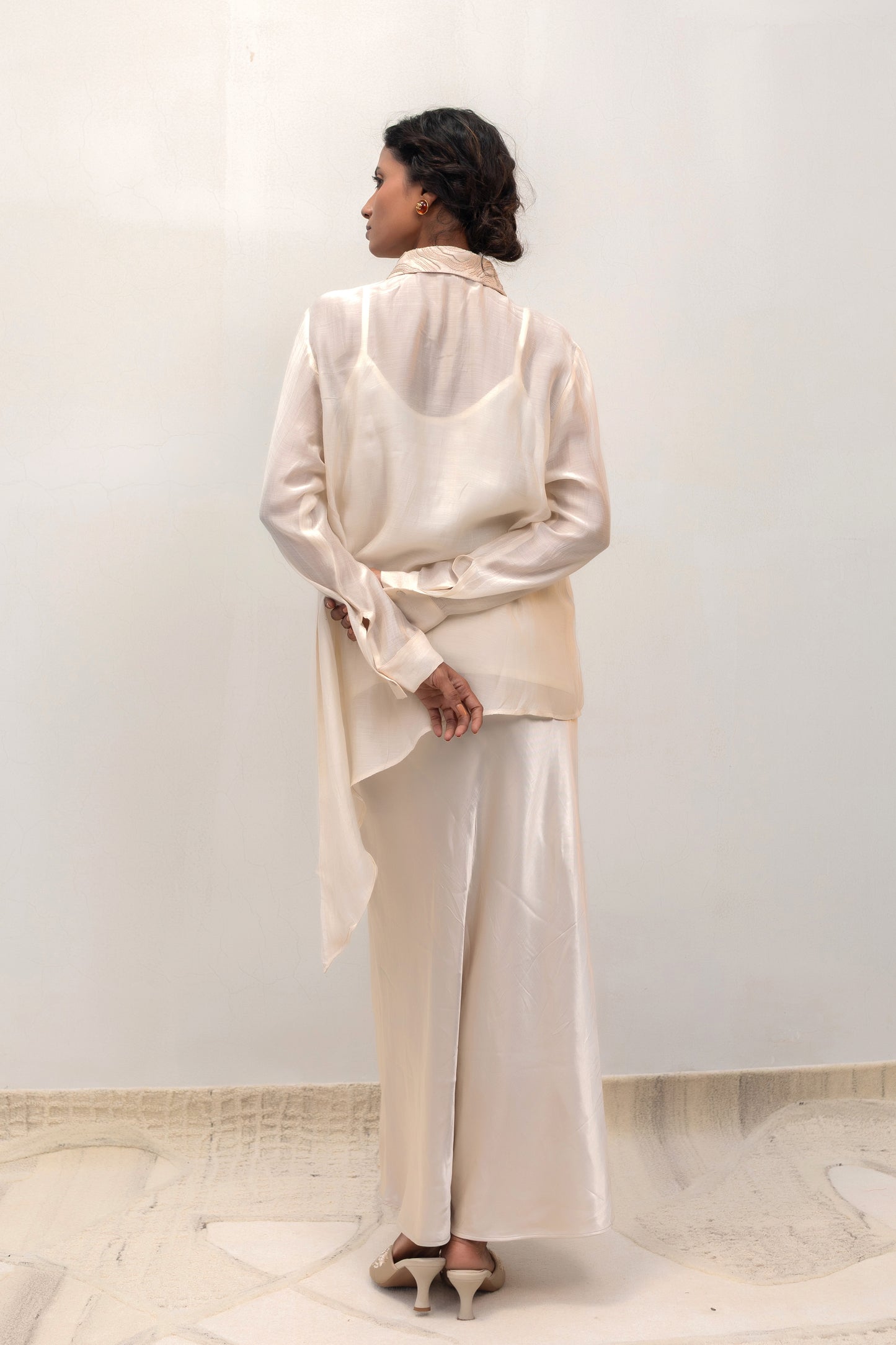 Eeda Silk HighLow Shirt - Ivory