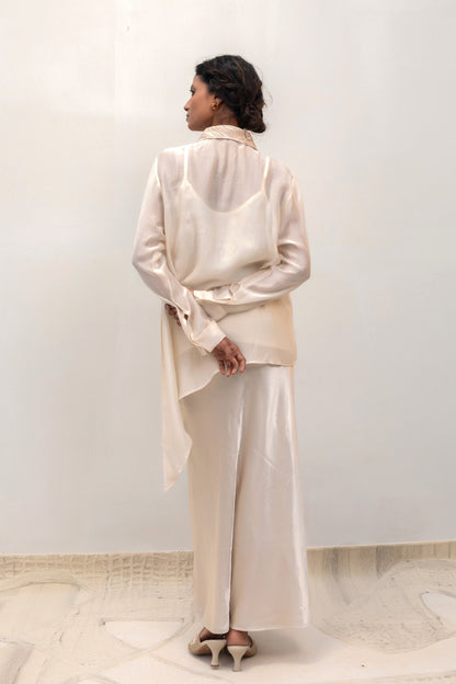 Eeda Silk HighLow Shirt - Ivory