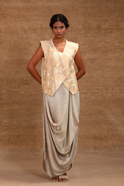 Eeda Tissue Applick Skirt Set - Ivory
