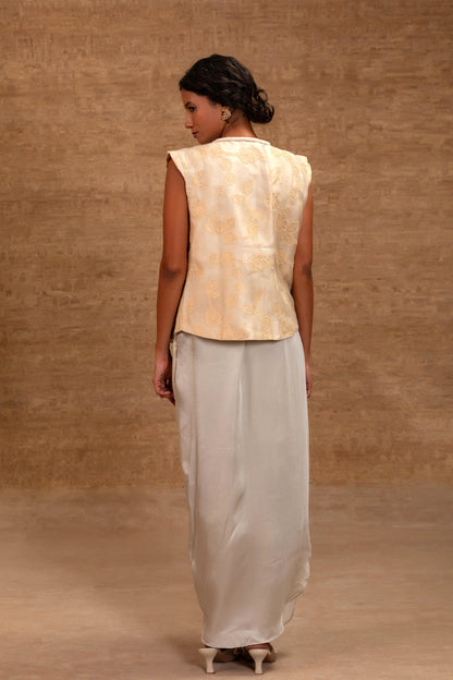 Eeda Tissue Applick Skirt Set - Ivory