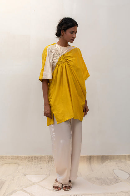 Eeda Varq Silk Cluster Tunic - Yellow