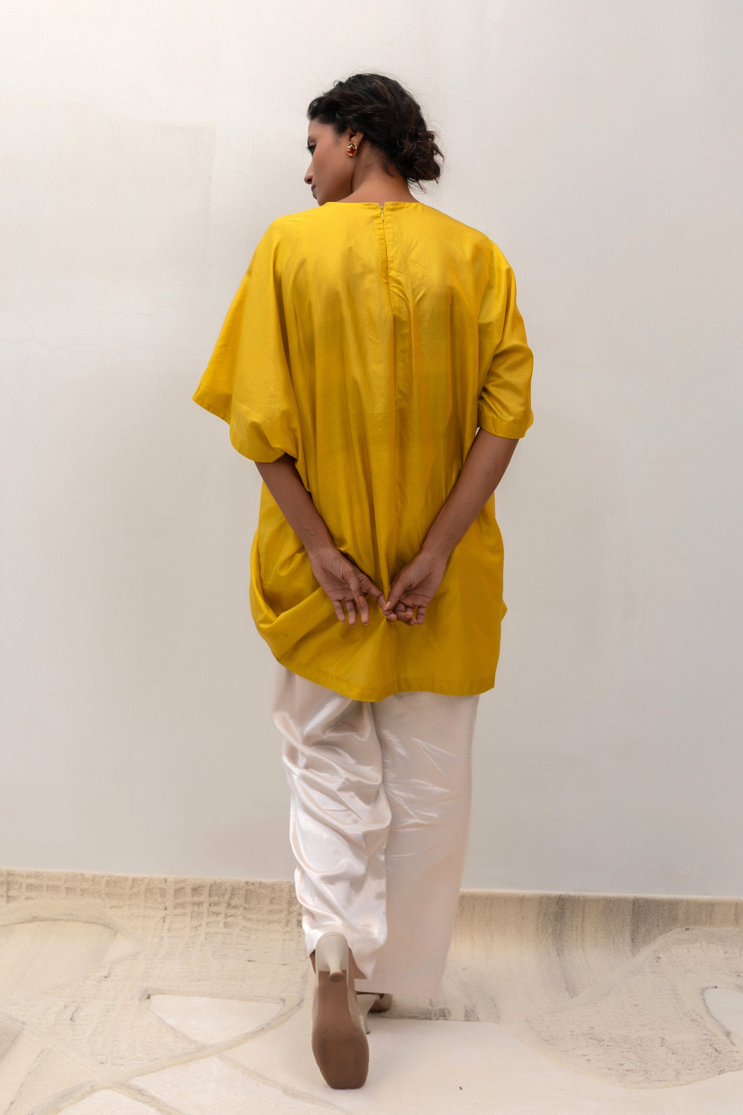 Eeda Varq Silk Cluster Tunic - Yellow