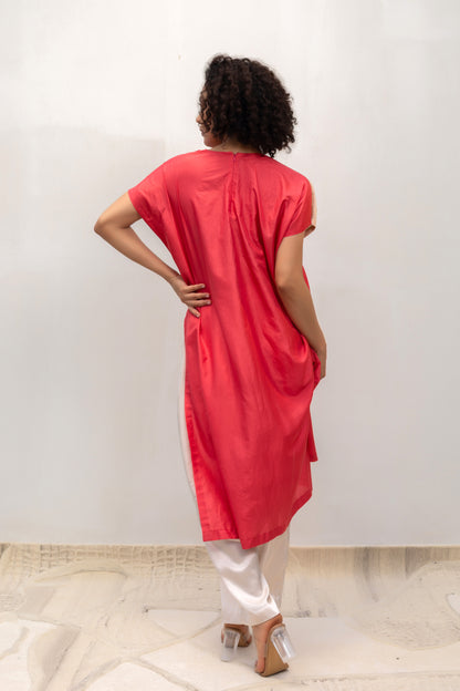 Eeda Varq Silk Cluster Tunic - Coral