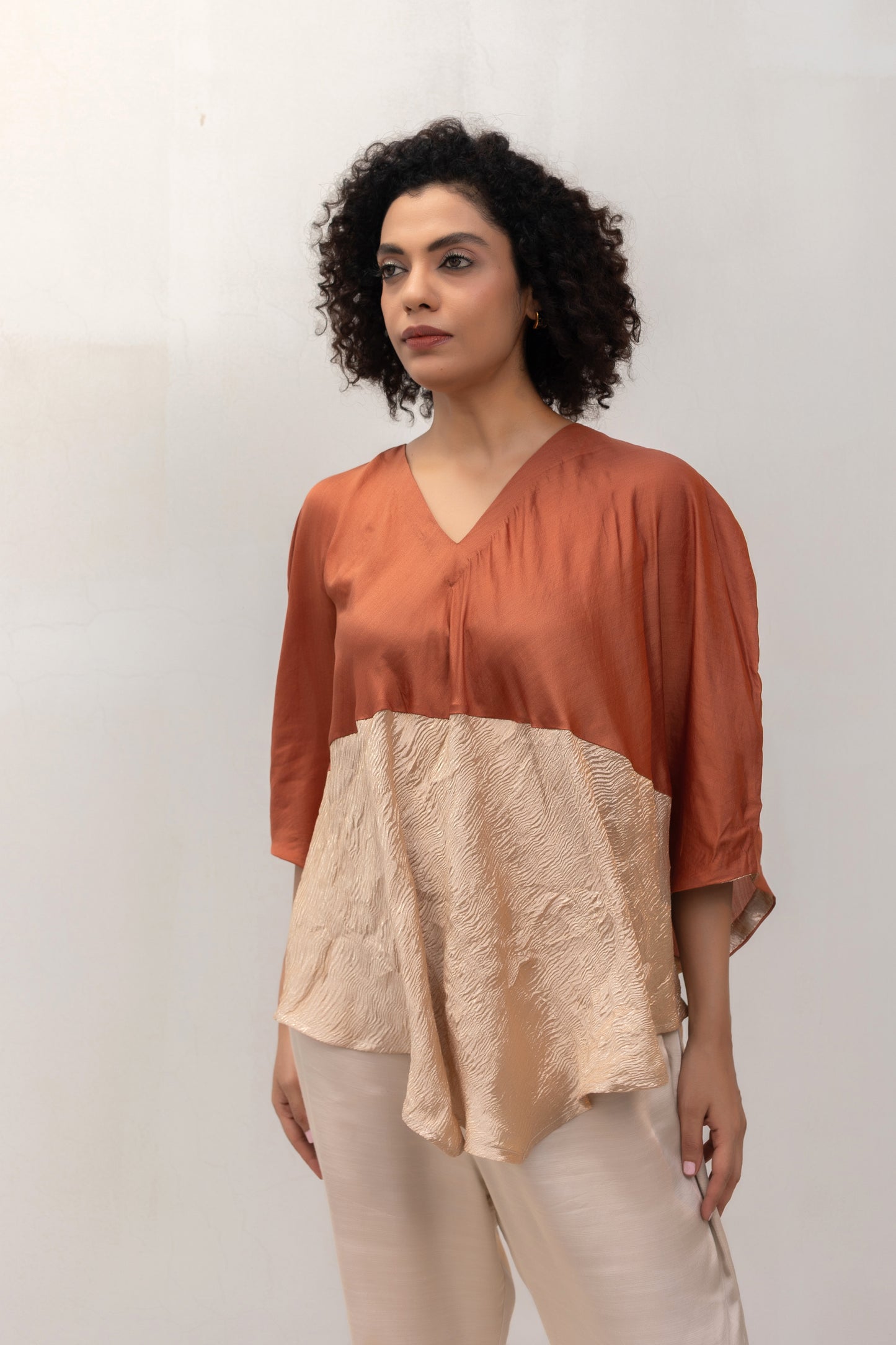 Eeda Varq Silk Horizon Top - Brown