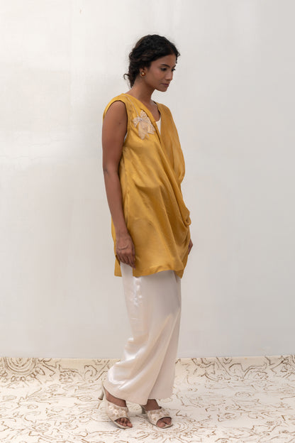 Eeda Varq Petals Drop Top - Mustard