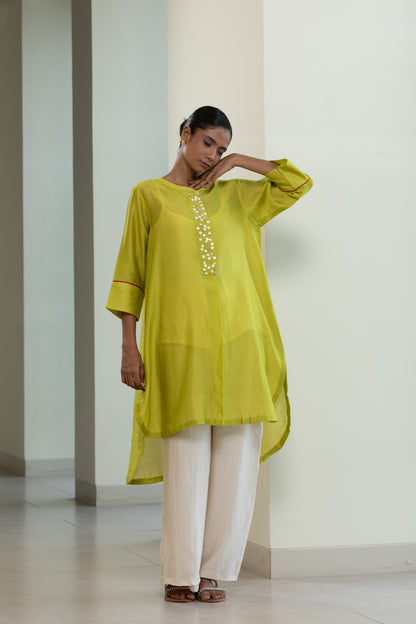 Easy High Low Kurta - Lime Green