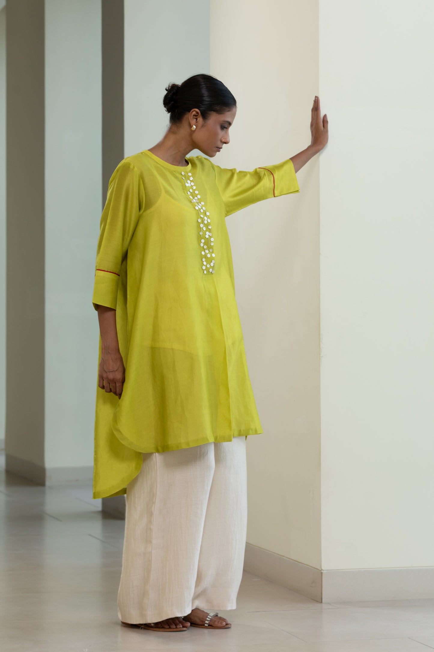 Easy High Low Kurta - Lime Green