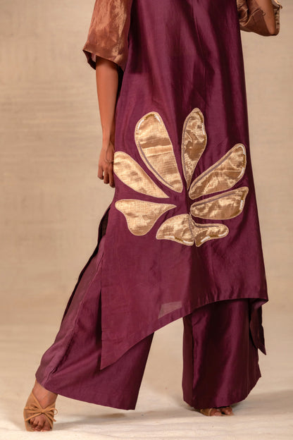 Gulnaar Long KurtaSet - Wine