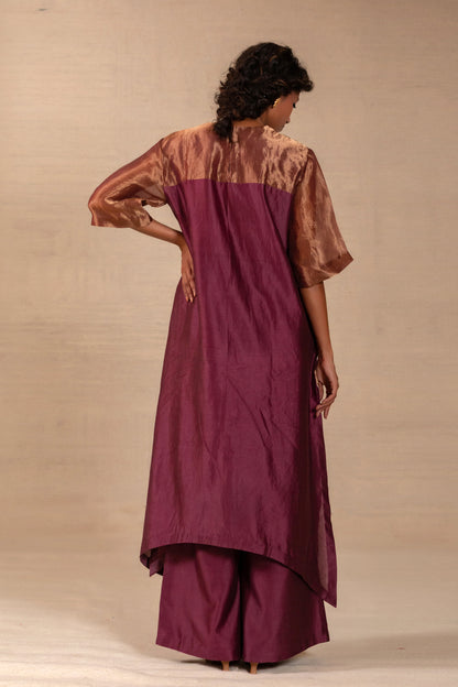 Gulnaar Long KurtaSet - Wine