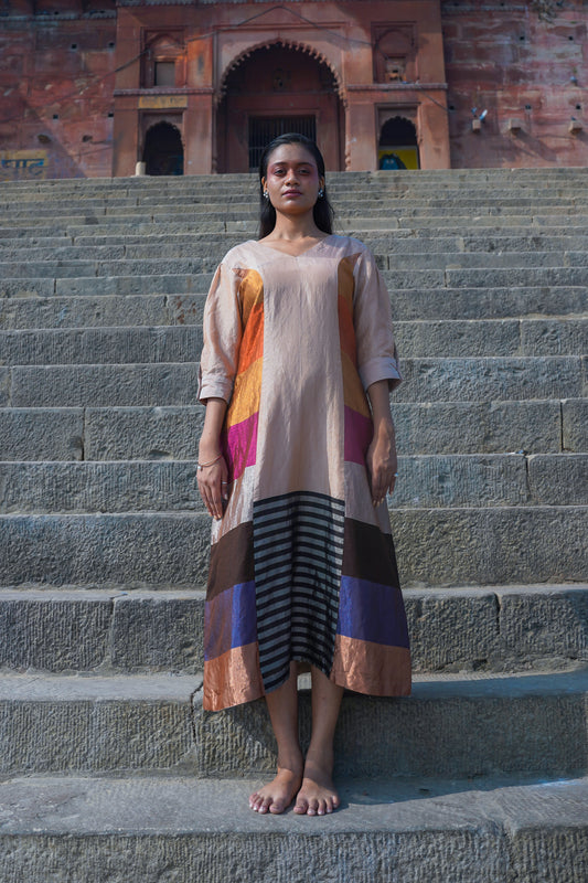 Dhun Zari Striped V - Dress