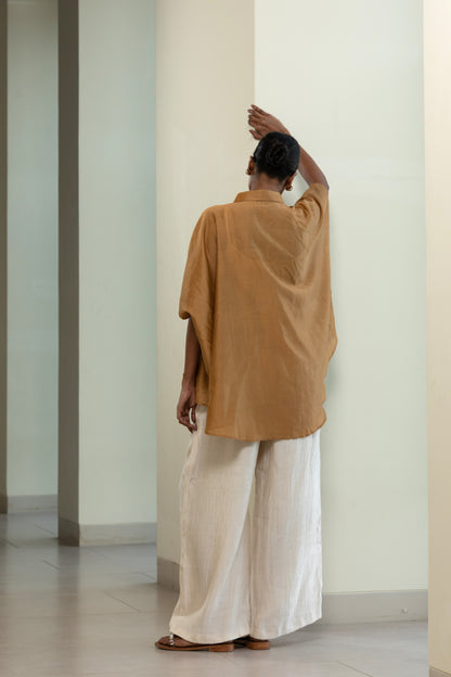 Leaf Kaftan Shirt - Mustard