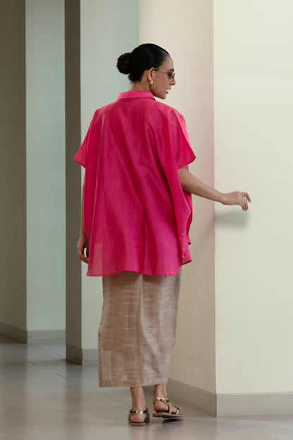 Leaf Kaftan Shirt - Pink