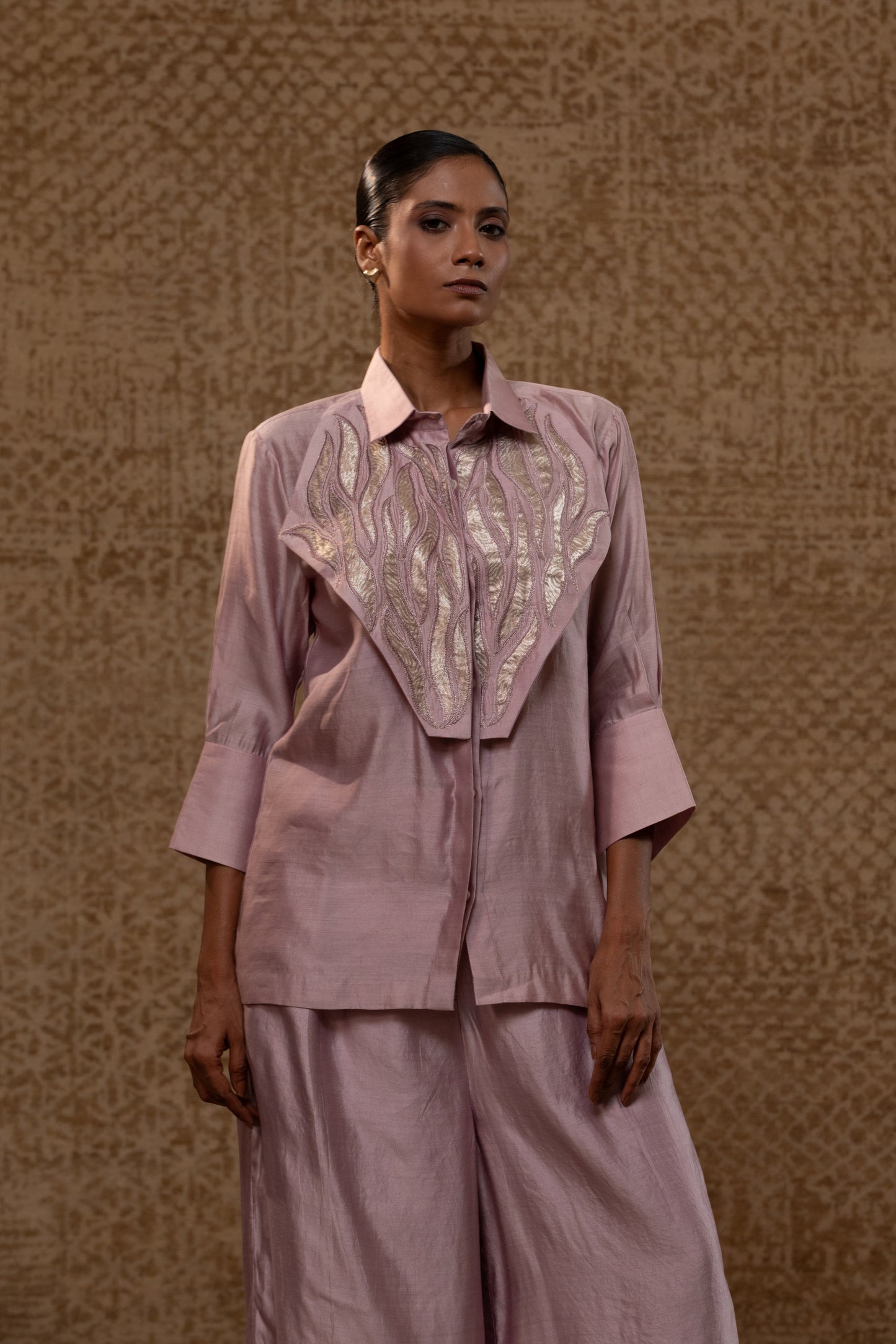Diamond Yolk Shirt Set - Lilac