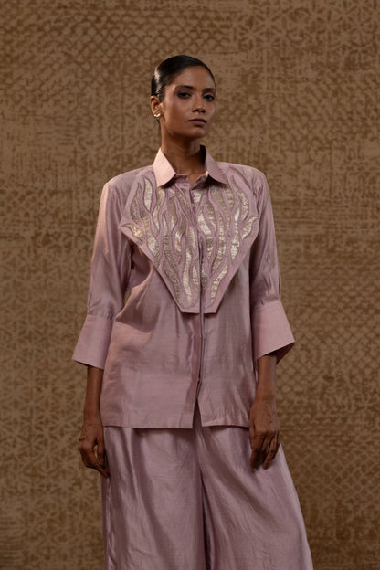 Diamond Yolk Shirt Set - Lilac