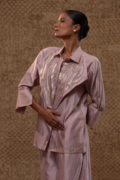 Diamond Yolk Shirt Set - Lilac