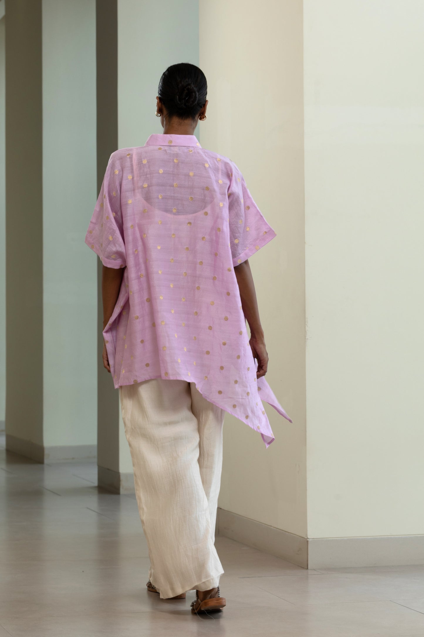 Asymmetrical Rose  Shirt - Lilac