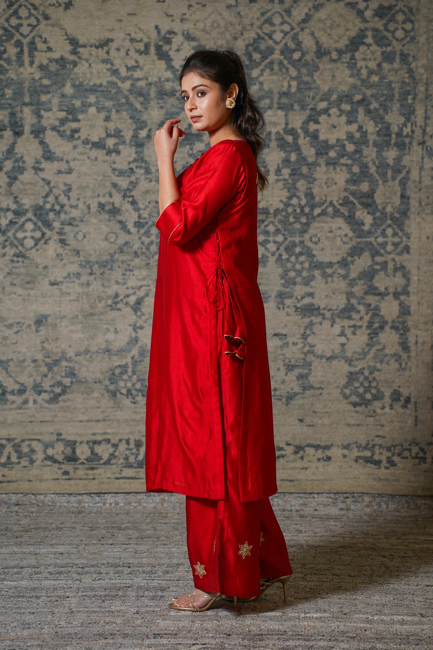 buy Red Dori Kurta Set Online 