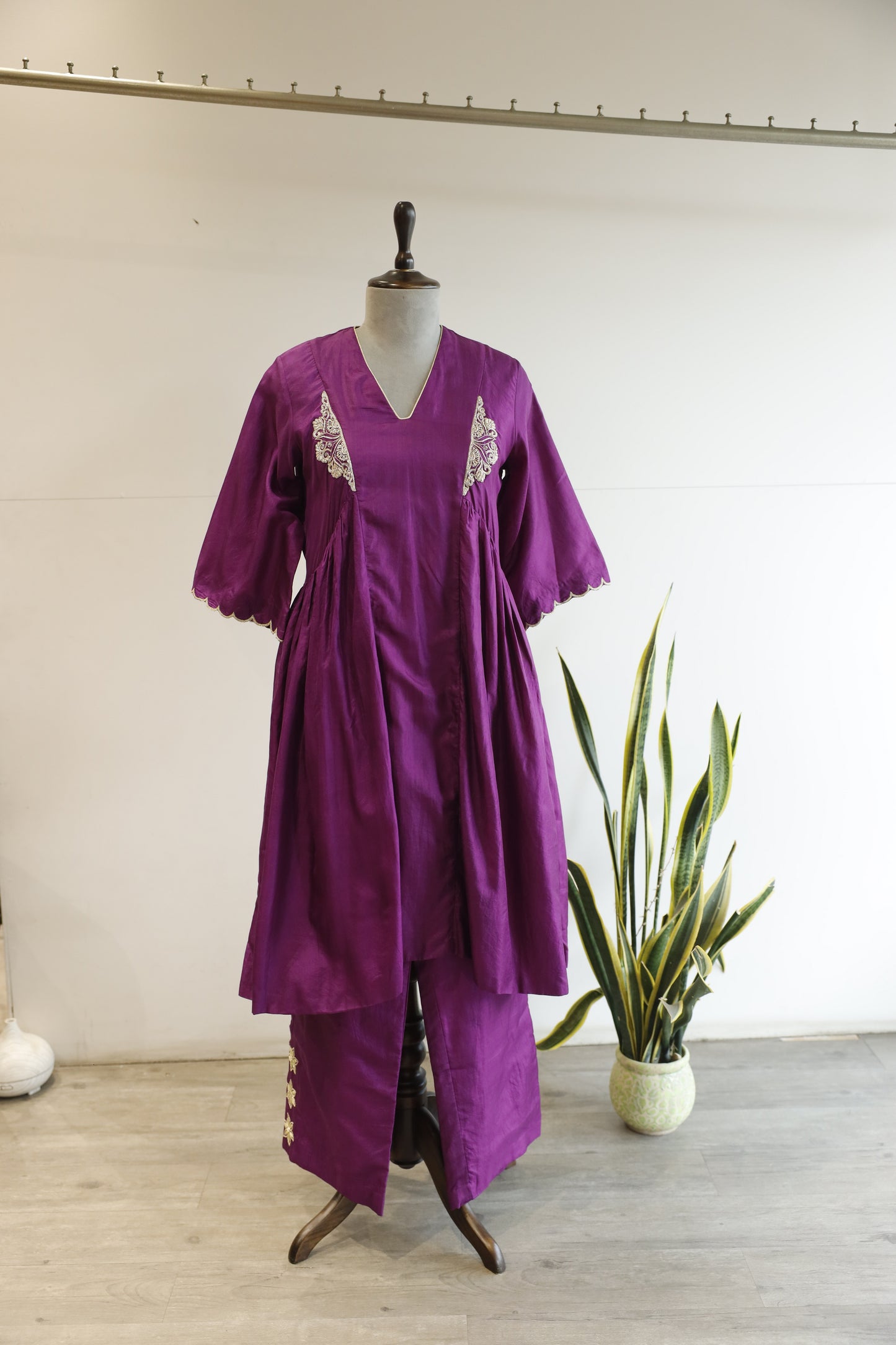 Noor Purple Gather Kurta Set