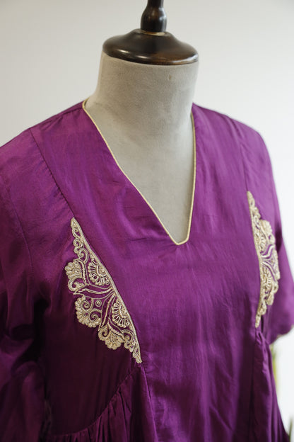 Noor Purple Gather Kurta Set