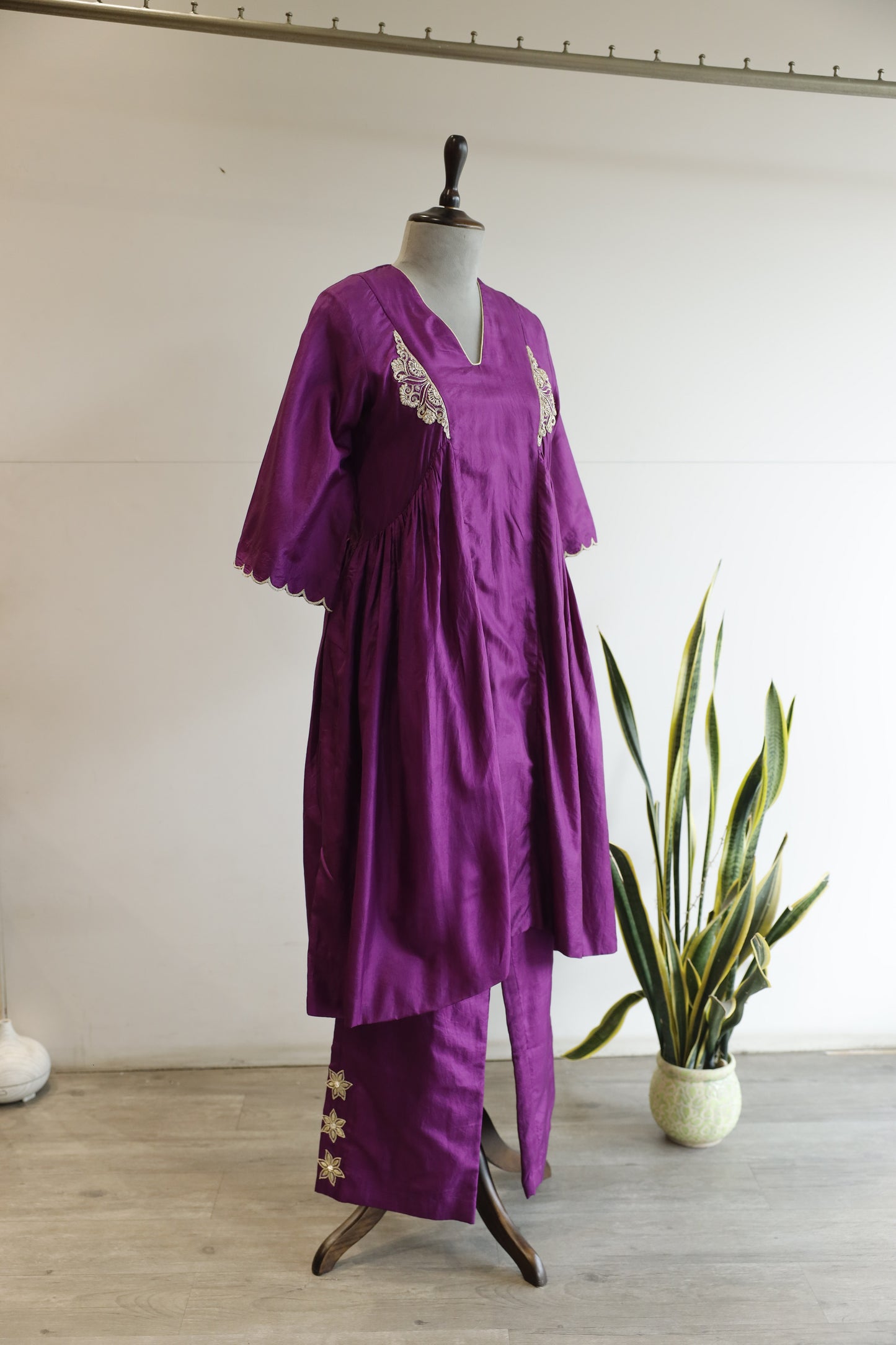 Noor Purple Gather Kurta Set