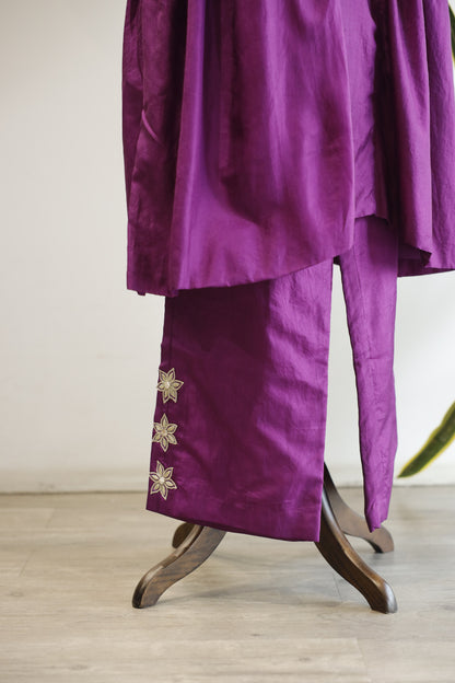Noor Purple Gather Kurta Set
