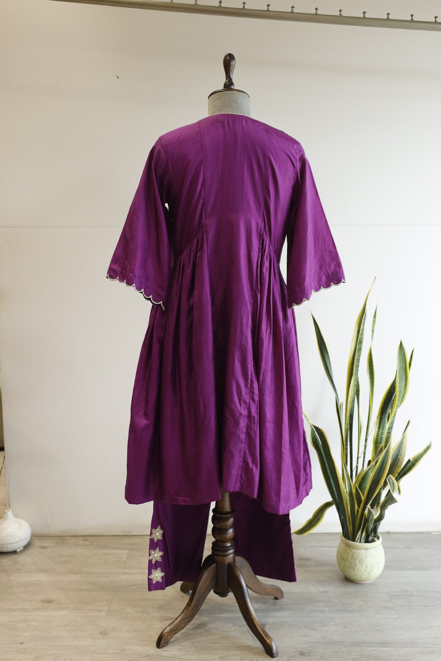 Noor Purple Gather Kurta Set