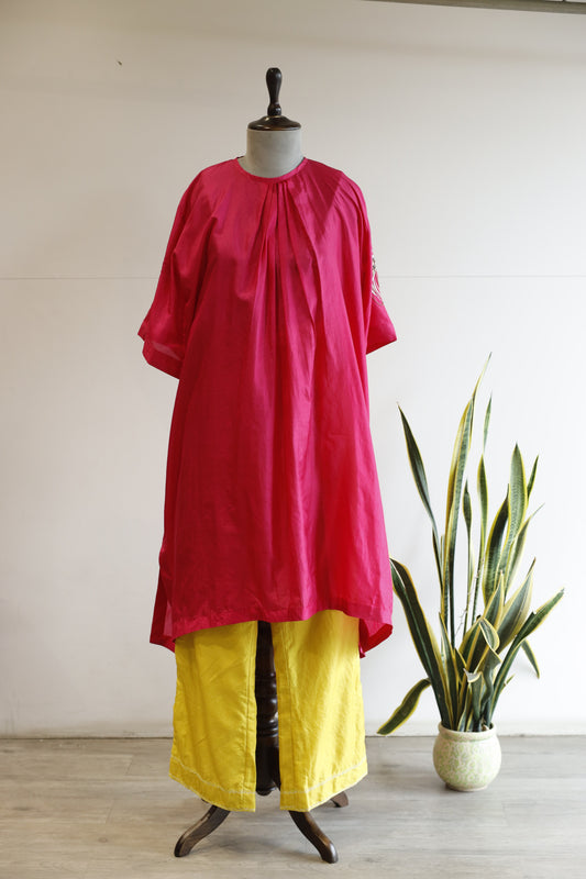 Aavya Silk Kurta with Pant - Pink