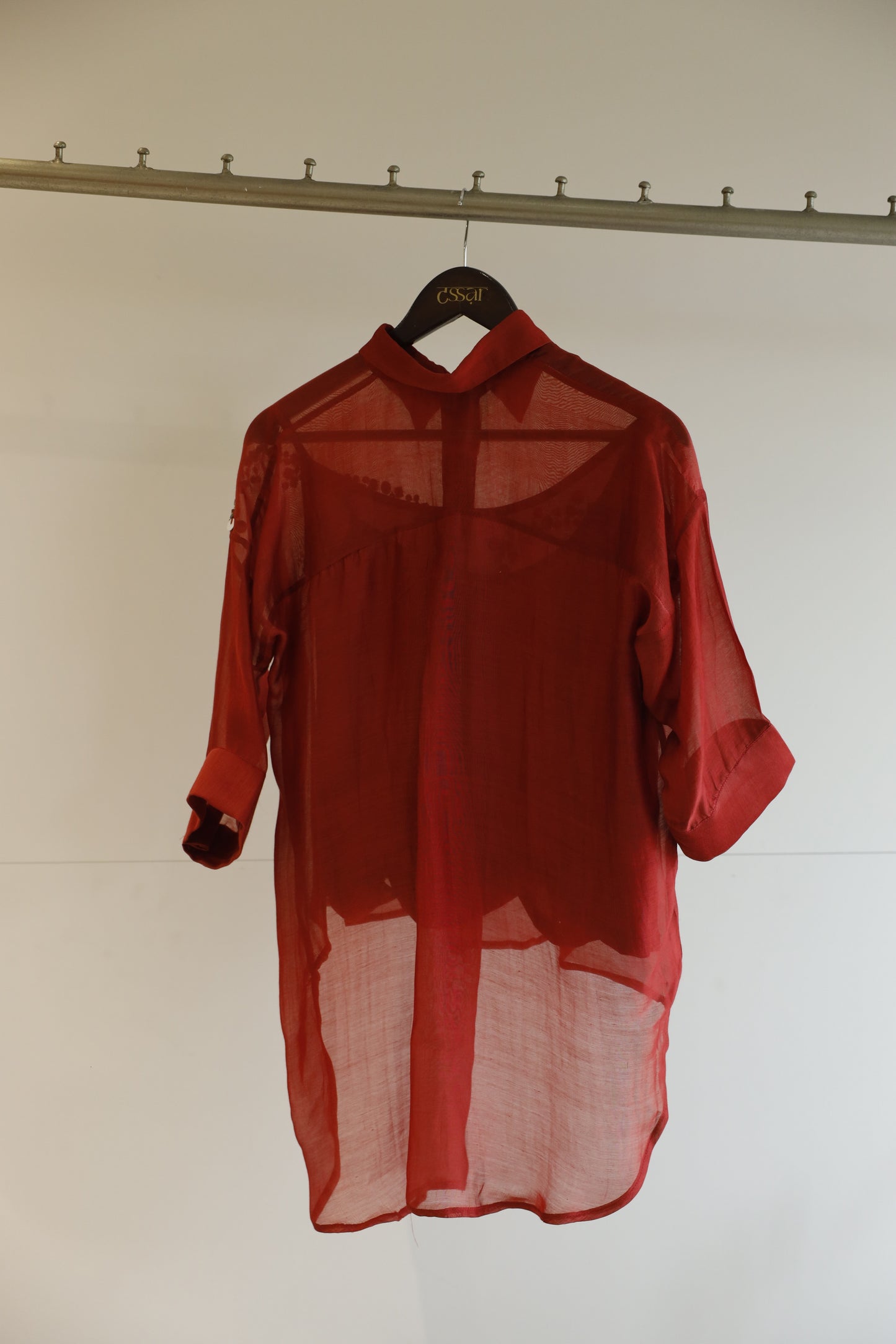 Silk Sequins Shirt - Red